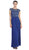 Eureka Fashion - 2066 Sequined Illusion Cap Sleeve Pleated Dress In Blue