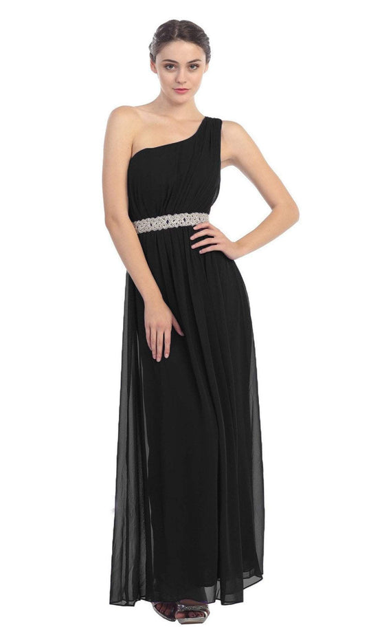Eureka Fashion - 1924 Asymmetrical Neck Flowing Chiffon Gown