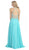 Eureka Fashion - 3888 Sleeveless Beaded Halter Chiffon A-line Dress in Blue
