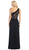 Eureka Fashion - 2370 Lace Asymmetric Long Sheath Dress in Black and Gold