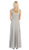 Eureka Fashion - 2383 Cap Sleeve Lace V-neck Chiffon A-line Dress in Silver