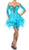 Eureka Fashion - 2273 Embellished Pleated Ruffled A-line Dress in Blue