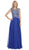 Eureka Fashion - 3042 Embroidered Illusion Bateau Chiffon A-line Dress in Blue