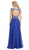 Eureka Fashion - 3042 Embroidered Illusion Bateau Chiffon A-line Dress in Blue
