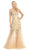 Eureka Fashion - 3152 Beaded Lace Sweetheart Mesh Trumpet Dress In Gold