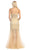 Eureka Fashion - 3152 Beaded Lace Sweetheart Mesh Trumpet Dress In Gold