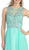 Eureka Fashion - 3042 Embroidered Illusion Bateau Chiffon A-line Dress in Green