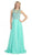 Eureka Fashion - 3042 Embroidered Illusion Bateau Chiffon A-line Dress in Green