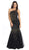 Eureka Fashion - 3701 Gold Beaded Asymmetric Mermaid Dress in Black and Gold