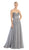 Eureka Fashion - 2414 Strapless Beaded Pleated Chiffon A-line Dress In Silver