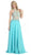 Eureka Fashion - 3888 Sleeveless Beaded Halter Chiffon A-line Dress in Blue