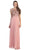 Eureka Fashion - 2066 Sequined Illusion Cap Sleeve Pleated Dress In Pink