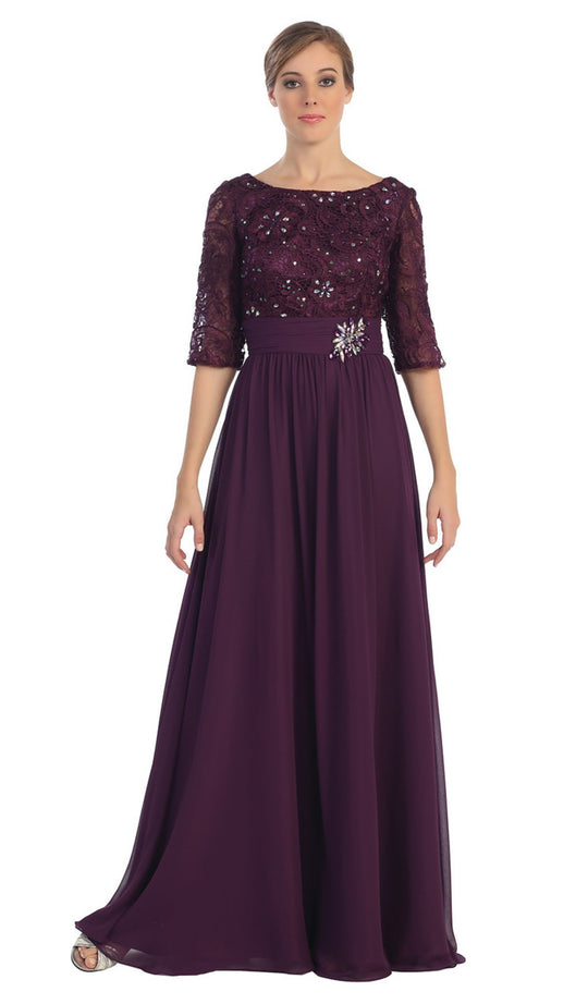 Dancing Queen - Lace Bateau A-Line Evening Dress 8685  In Purple