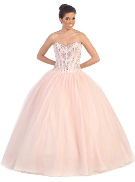 Dancing Queen - 8777 Strapless Embroidered Sheer Evening Gown