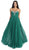 Dancing Queen - 8693 Crystal Ornate Plunging Strapless Prom Gown In Green
