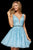 Sherri Hill - 52157 Beaded Lace Tulle V Neck A Line Short Dress In Blue