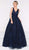 Colors Dress - 2019 Plunging Sleeveless Lace Ballgown in Blue