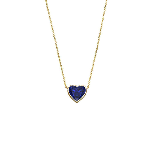 New! Floating Heart Shaped Sapphire Necklace