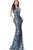 Jovani - 66033 Asymmetric Sequined Trumpet Dress In Blue 