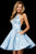 Sherri Hill - 52178 Short Halter Neck Brocade Print Dress In Blue
