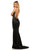Sherri Hill - 52613 Long Scoop Neck Fitted Dress With Train In Black
