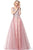 Jovani - 66156 V-Neck Beaded Tulle A-line Dress In Pink