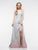Colors Dress - 2165 Halter Neck Metallic Knit A-line Gown in Silver and Pink