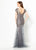 Montage by Mon Cheri - 219972 Metallic Lace Sweetheart Dress In Gray and Gold