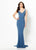 Montage by Mon Cheri - 219988 Embellished Plunging V-neck Mermaid Gown In Blue