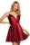 Sherri Hill - 53031 Sleeveless Pleated V Neck Satin Short Dress In Red