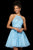 Sherri Hill - 53153 Embroidered Halter Neck Short A-line Dress In Blue