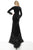 Jovani - 1085 Embellished Bateau Feathered Trumpet Dress In Black