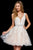Sherri Hill - 52157 Beaded Lace Tulle V Neck A Line Short Dress In White and Neutral