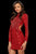 Sherri Hill - 52147 Beaded Style Long Sleeves High Neck Dress In Red